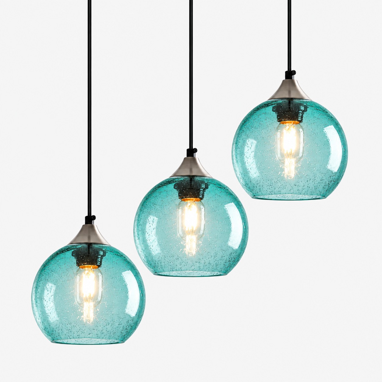 Bubble Glass Globe 3 - L&aacute;mpara colgante individual con cord&oacute;n ajustable
