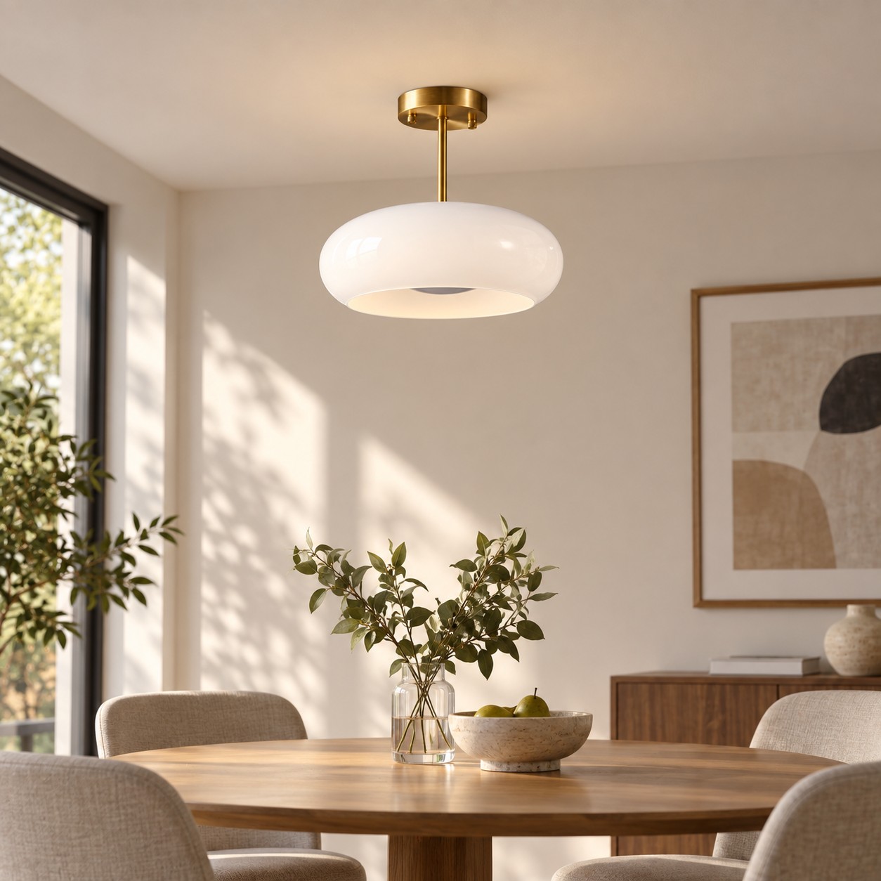 Bauvia Bauhaus Modern Round Glass Ceiling Lamp