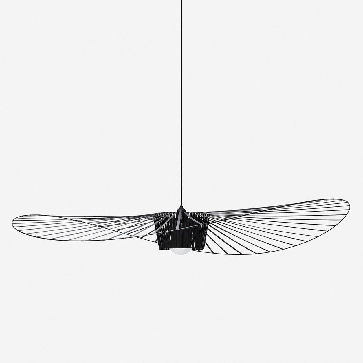 Vertigo straw-hat fiberglass pendant lamp