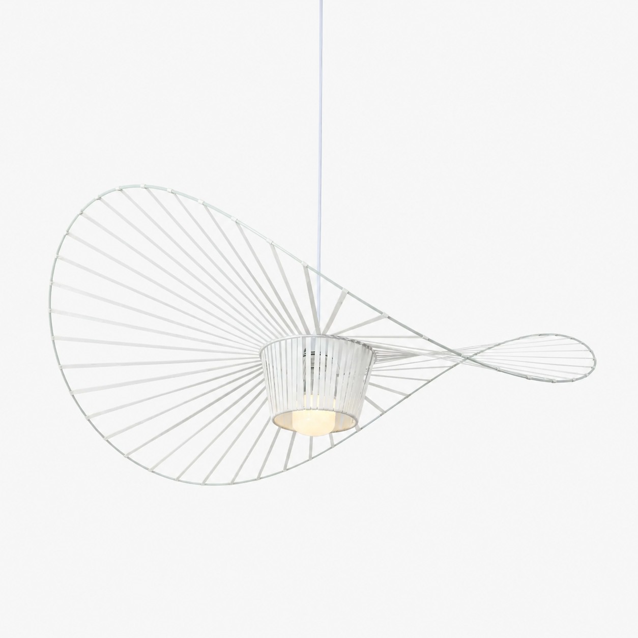 Vertigo straw-hat fiberglass pendant lamp