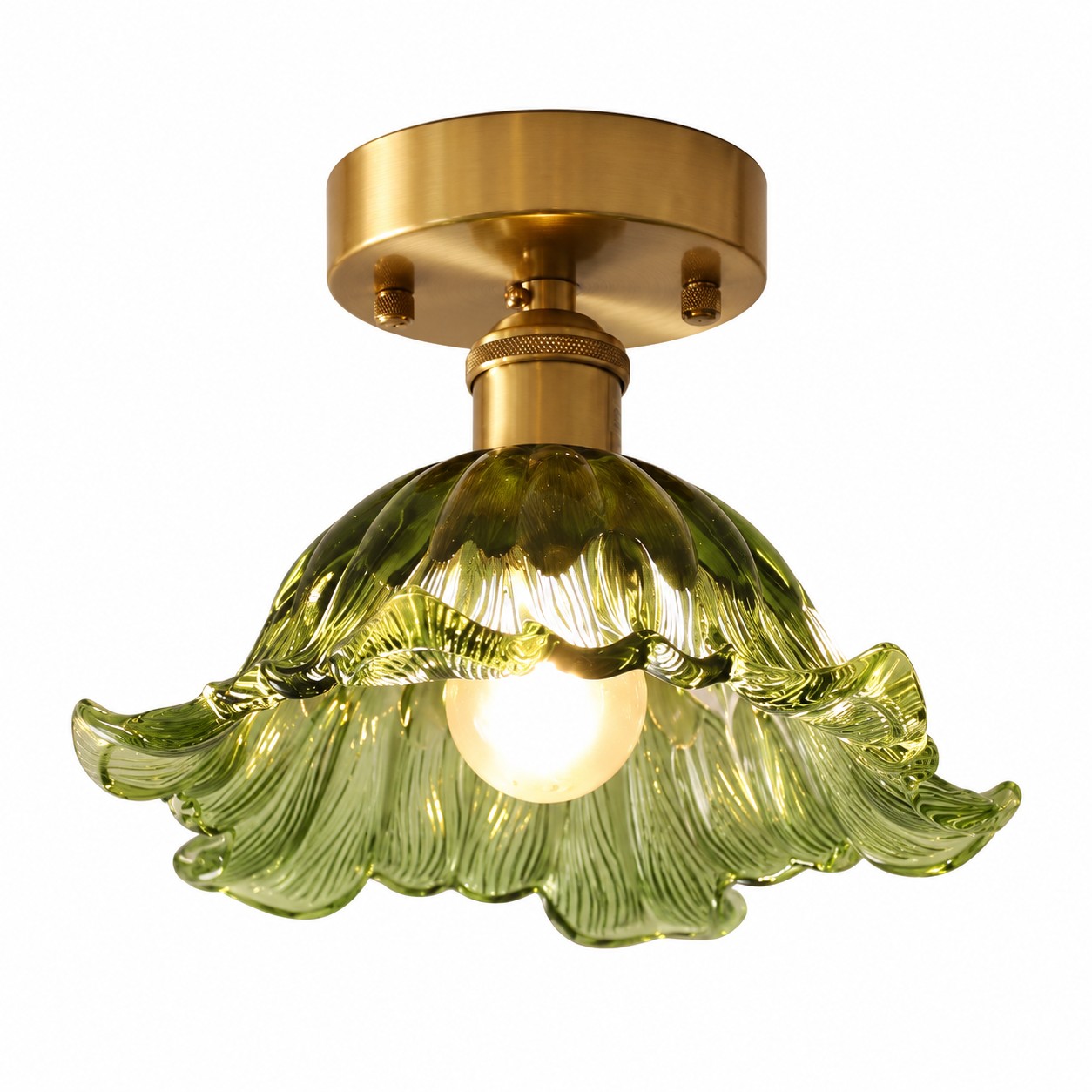 Green Striped-Flower Ceiling Light