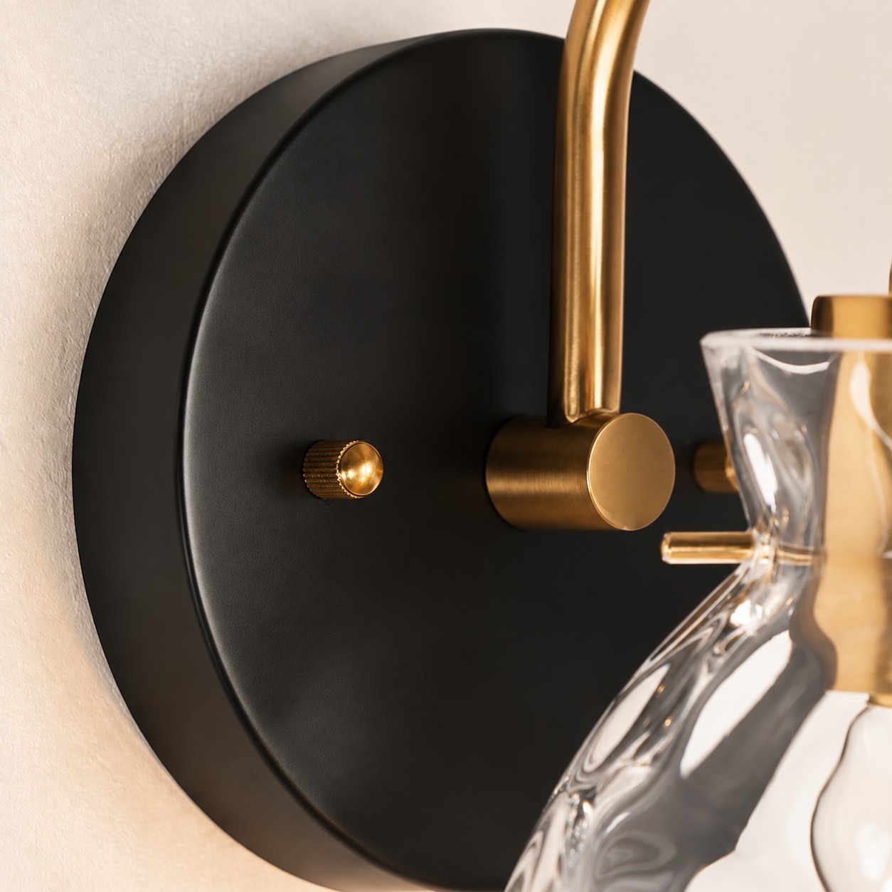 Textured Glass Armed Wall Sconce for Bathroom Lighting