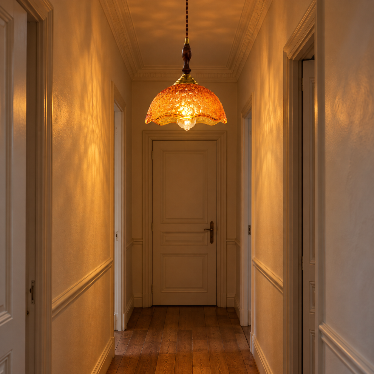 Vintage geschulpte glazen hanger voor eetkamer of nachtkastje