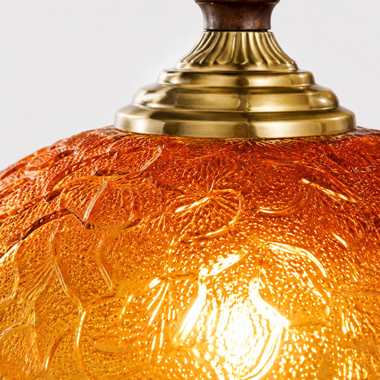 Amber scalloped glass close-up