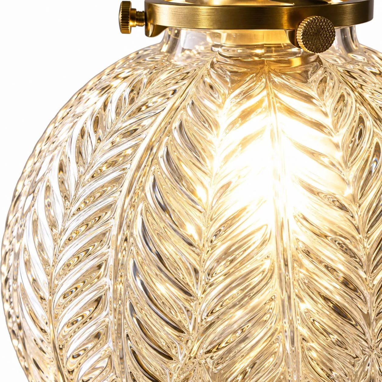 L&aacute;mpara colgante de cristal con textura de hojas de estilo vintage