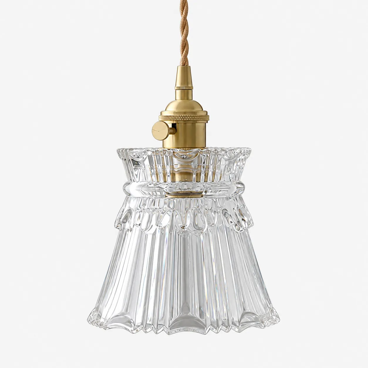 Suspension vintage en verre sculpt&eacute;
