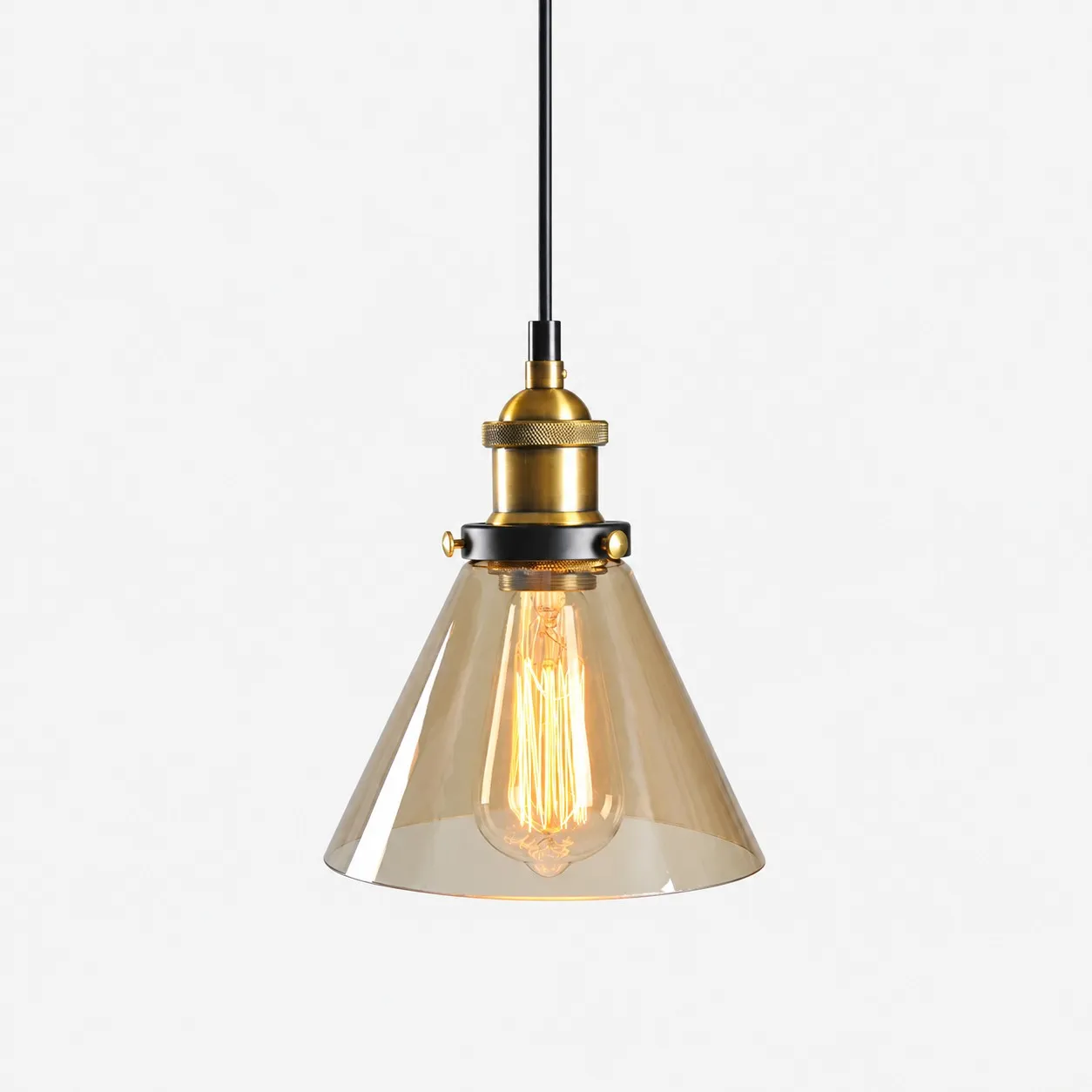 Lampadario a sospensione industriale in vetro