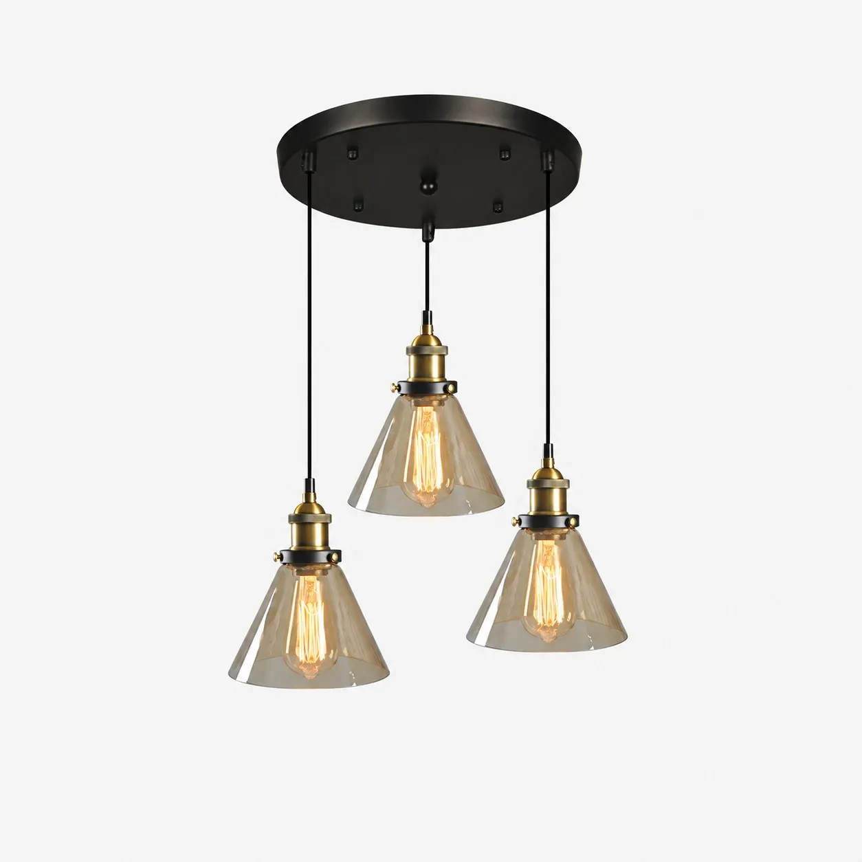Lampadario a sospensione industriale in vetro