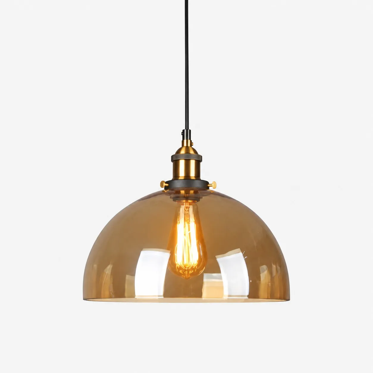 Lampadario a sospensione industriale in vetro