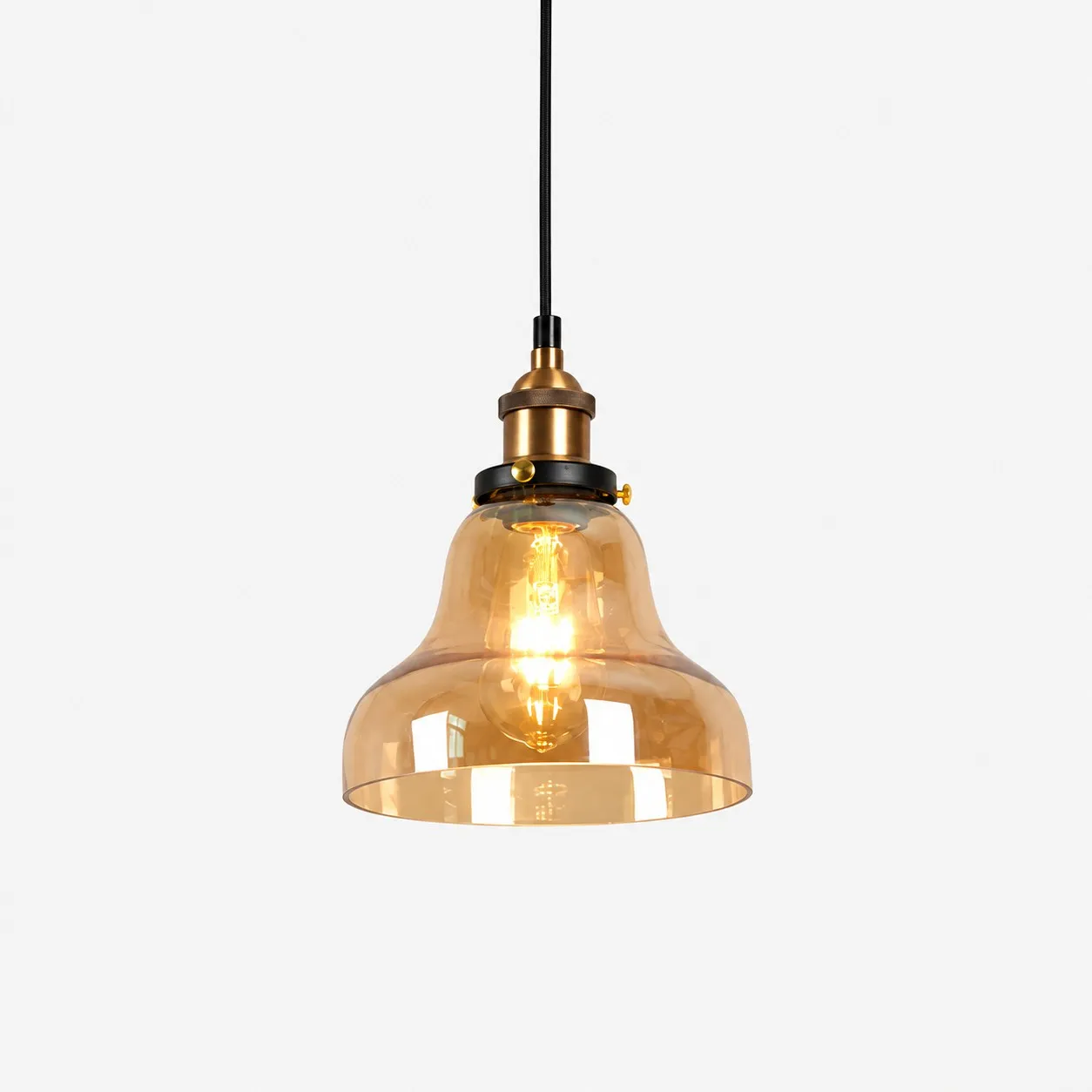 Lampadario a sospensione industriale in vetro