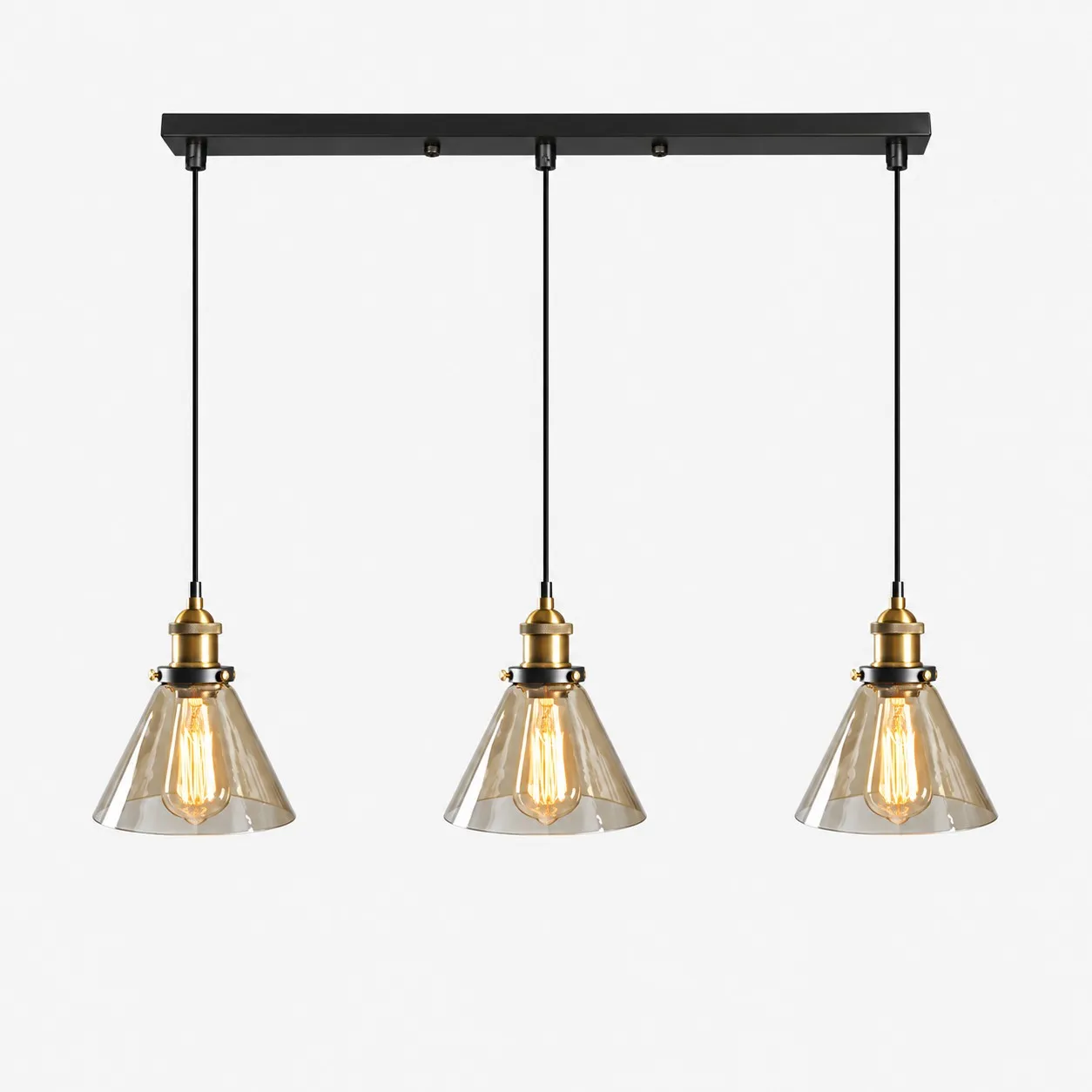 Lampadario a sospensione industriale in vetro