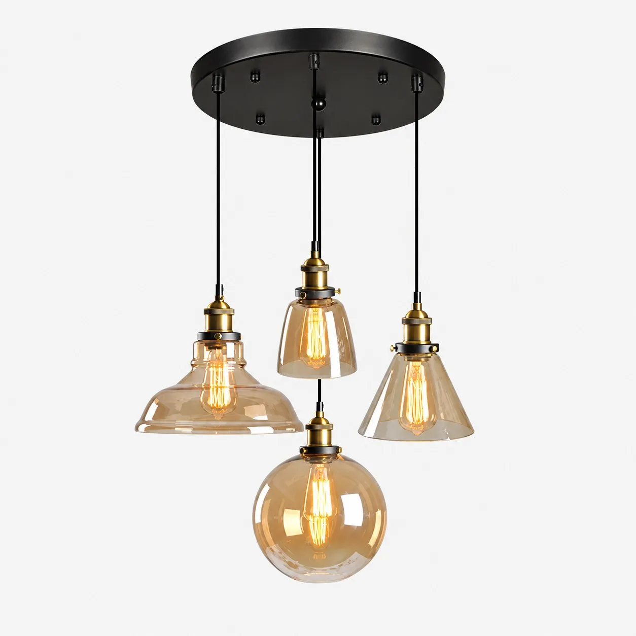 Lampadario a sospensione industriale in vetro