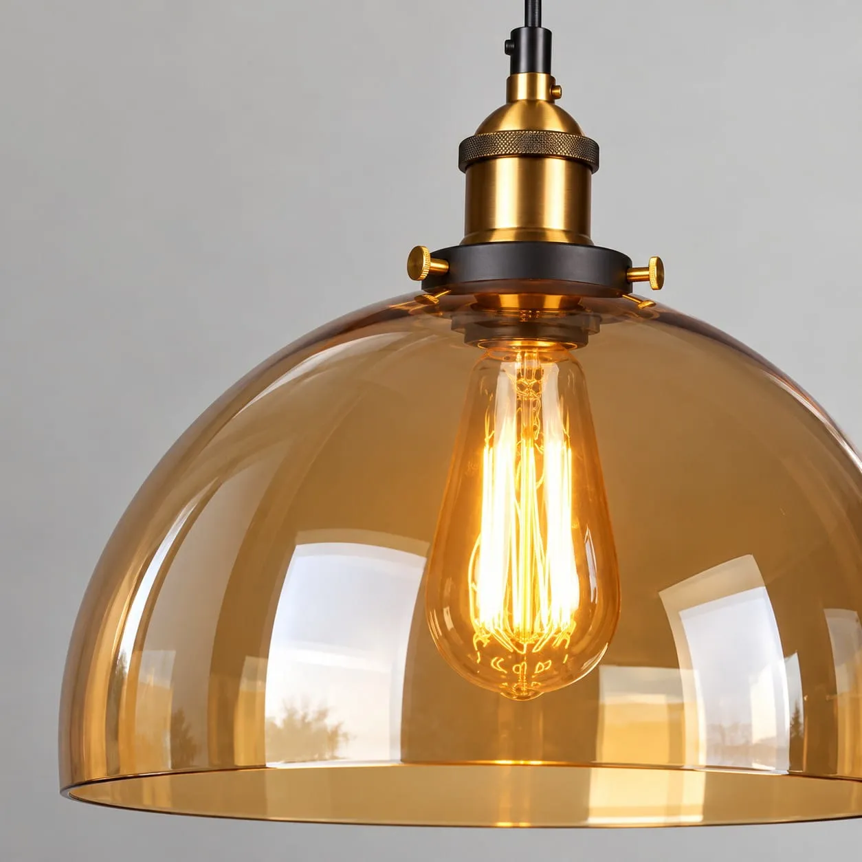 Lampadario a sospensione industriale in vetro