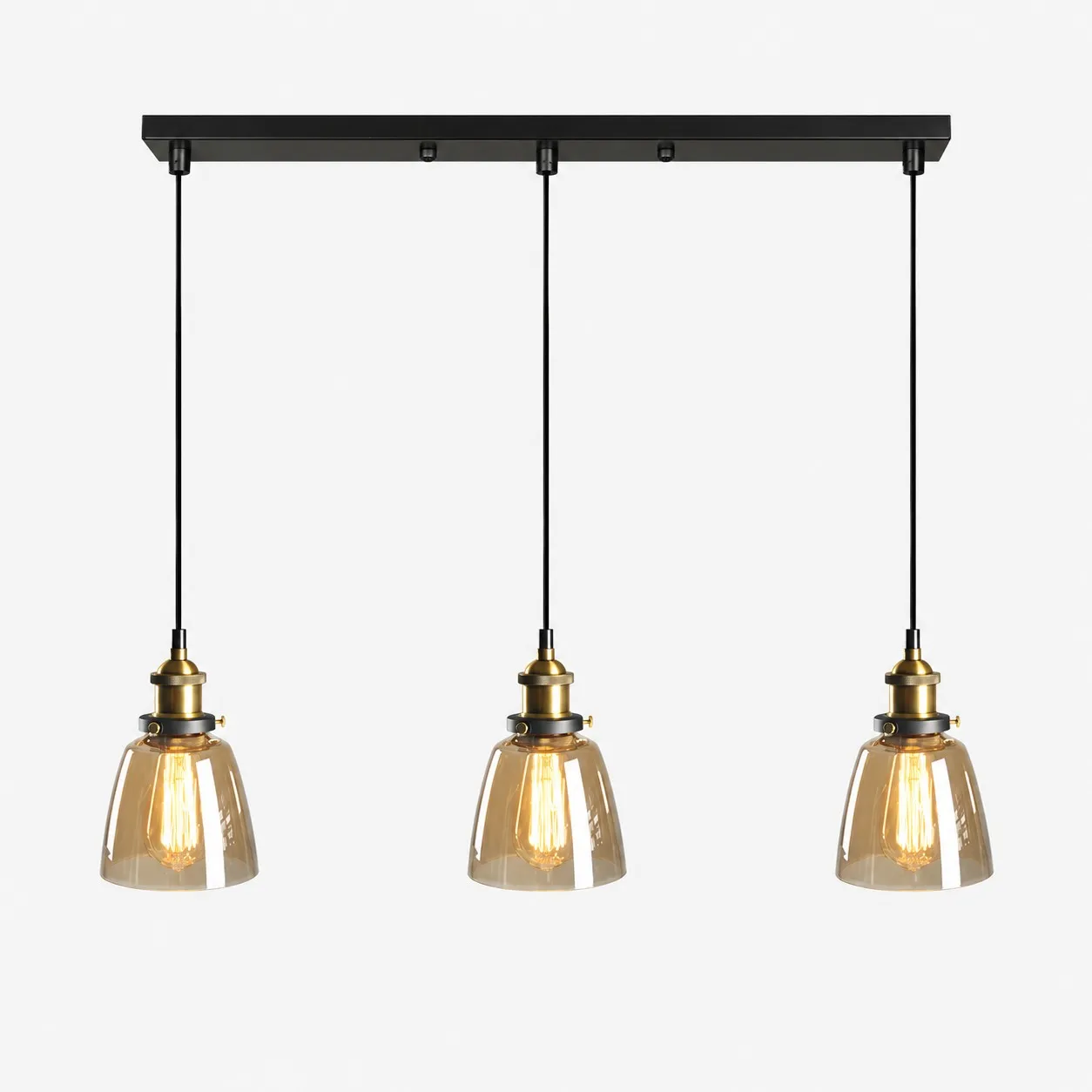 Lampadario a sospensione industriale in vetro