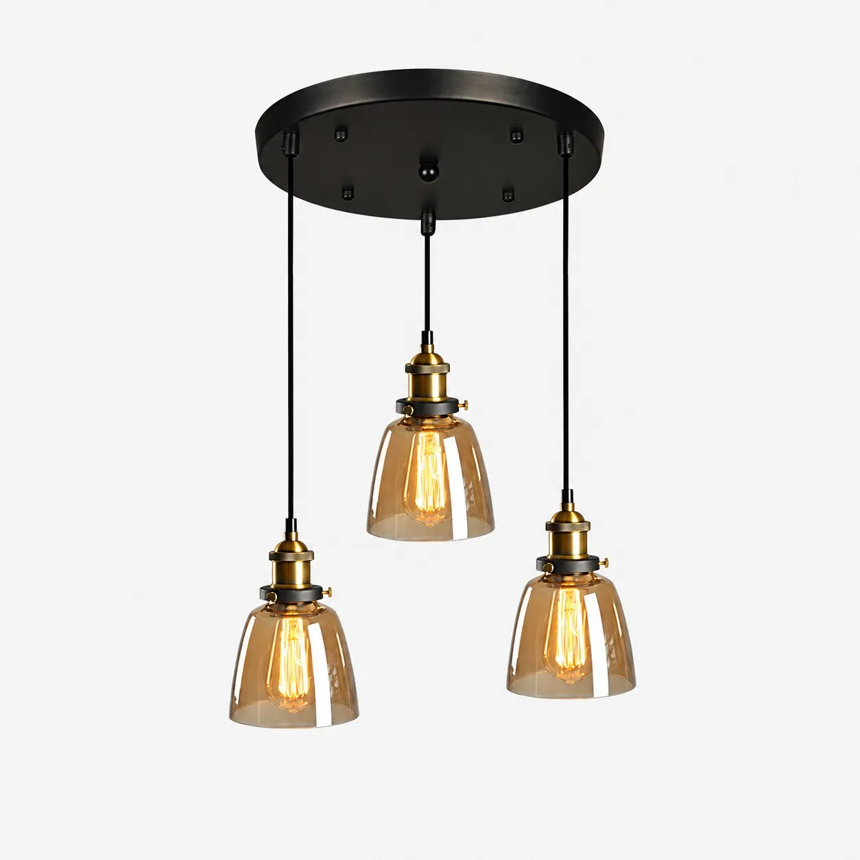 Lampadario a sospensione industriale in vetro