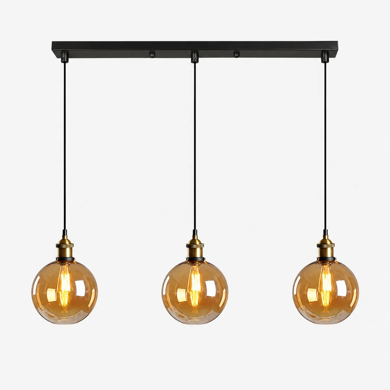Lampadario a sospensione industriale in vetro