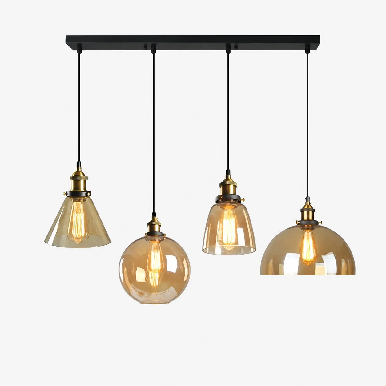 Lampadario a sospensione industriale in vetro