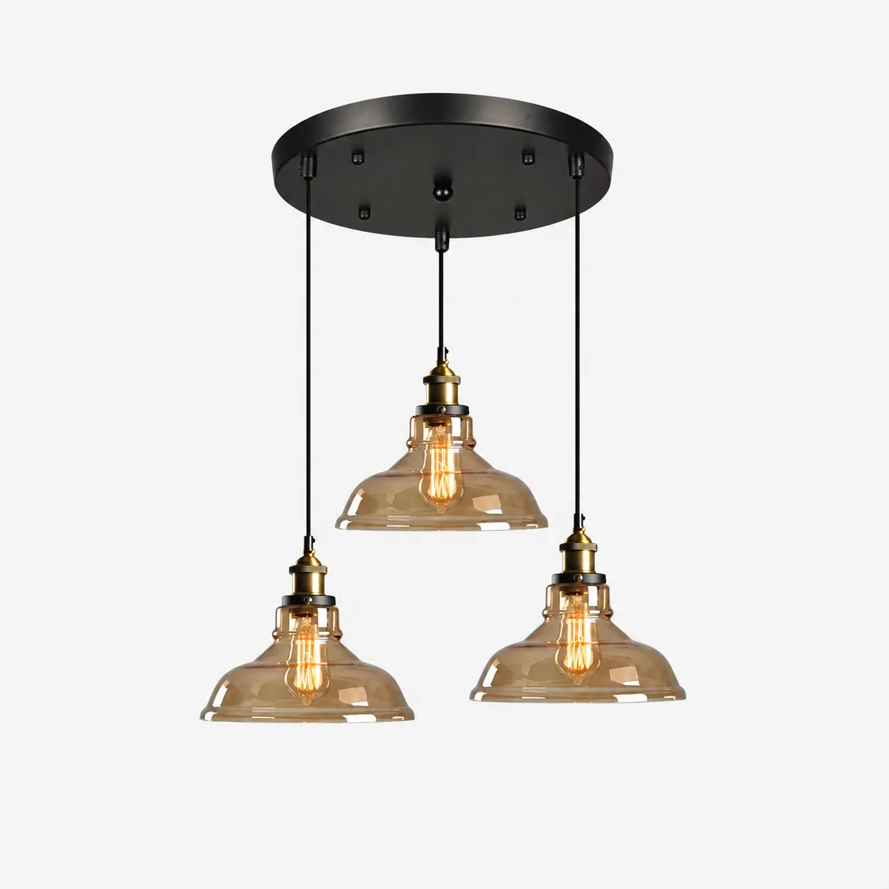 Lampadario a sospensione industriale in vetro