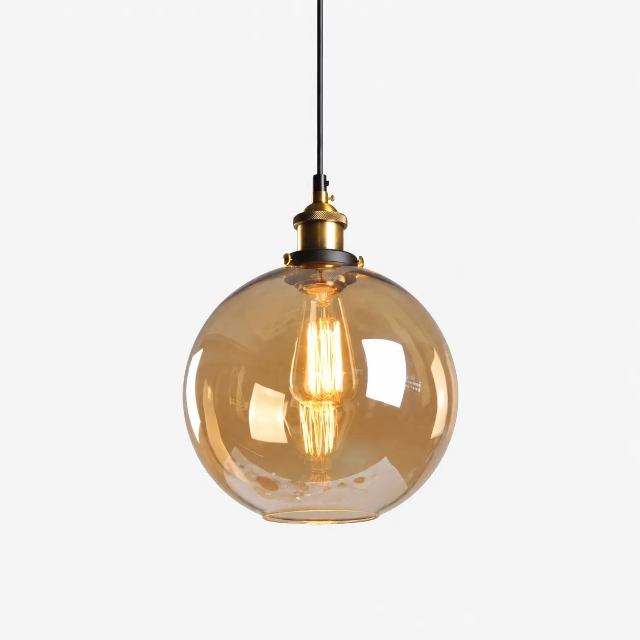 Lampadario a sospensione industriale in vetro