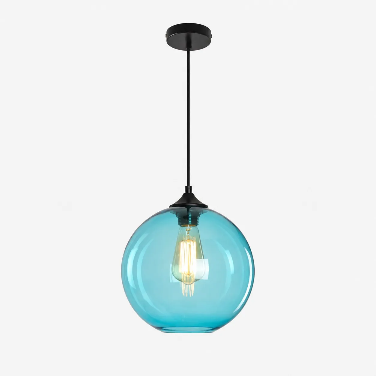Lampadario a sospensione con globo in vetro grigio fum&eacute;