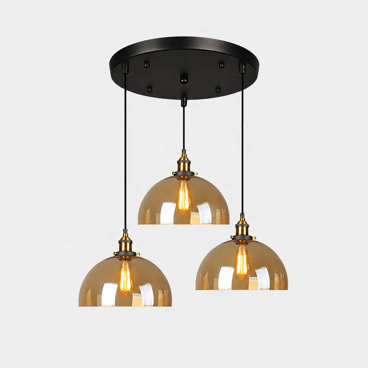 Lampadario a sospensione industriale in vetro