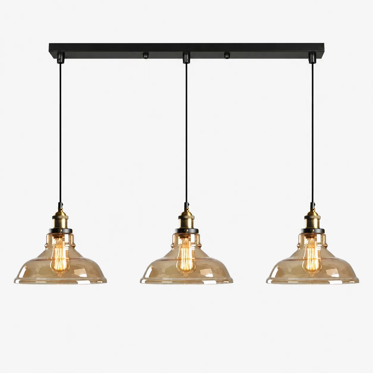Lampadario a sospensione industriale in vetro
