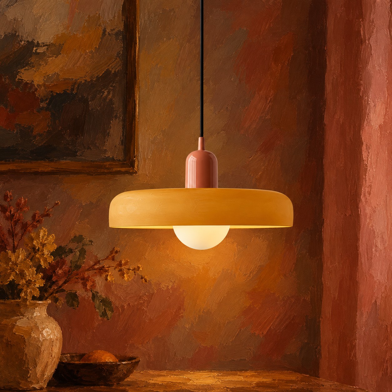 Suspension en verre Morandi Disc Orb pour salle &agrave; manger et salon