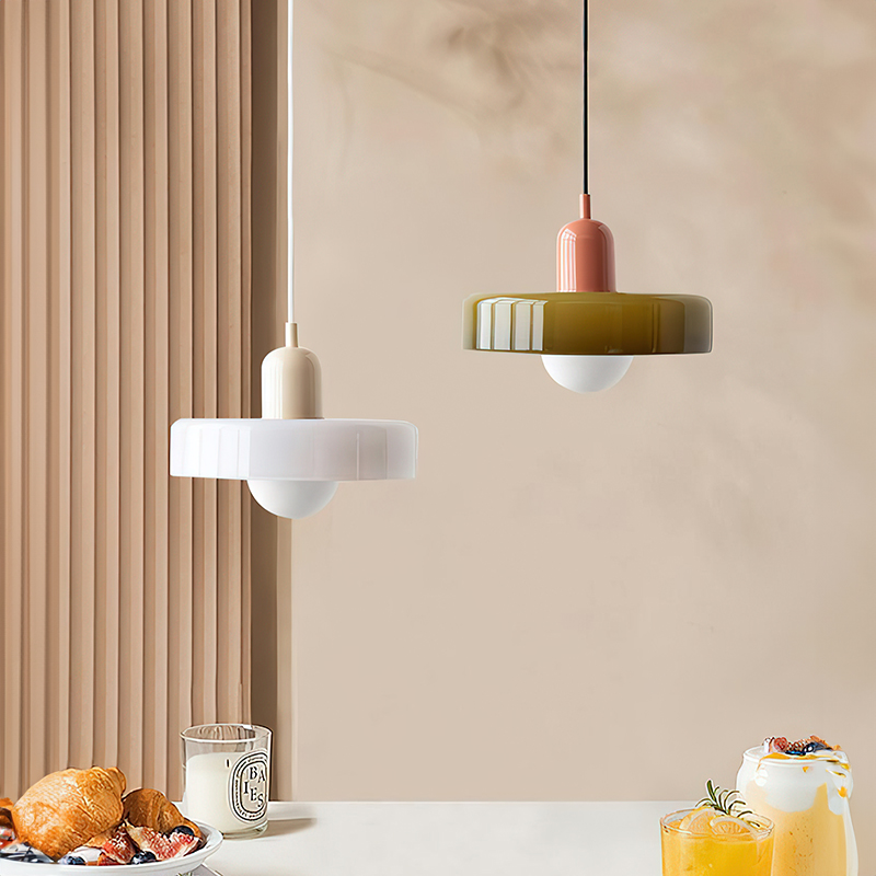Suspension en verre Morandi Disc Orb pour salle &agrave; manger et salon