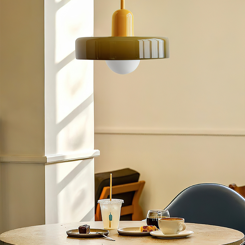 Suspension en verre Morandi Disc Orb pour salle &agrave; manger et salon