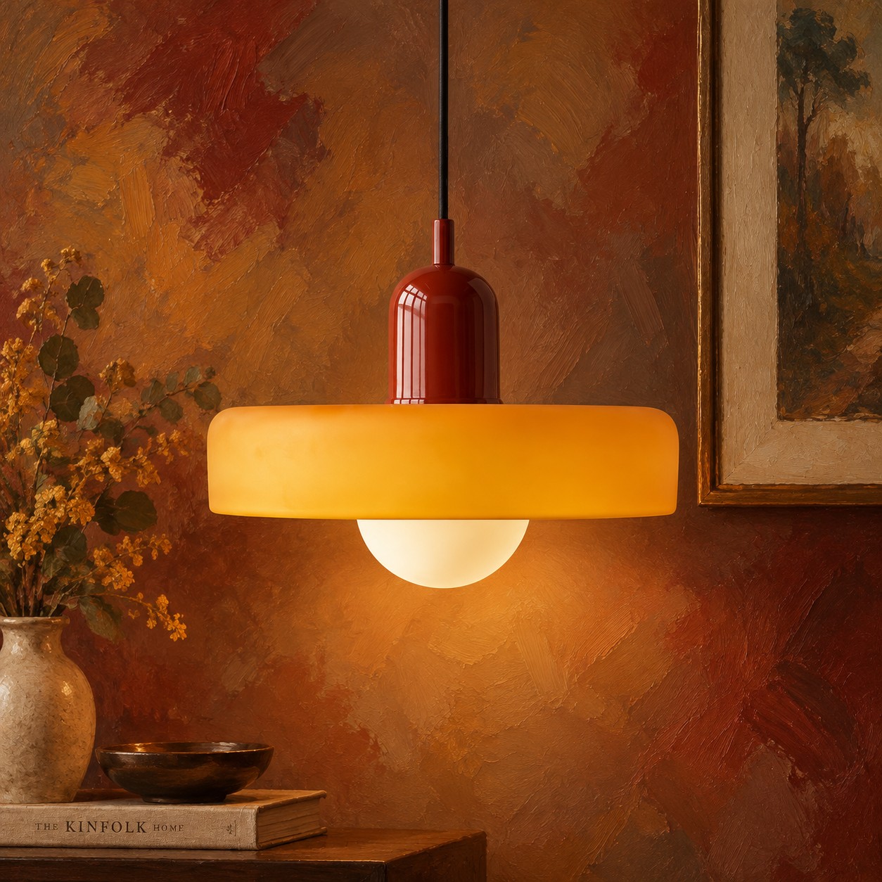 Suspension en verre Morandi Disc Orb pour salle &agrave; manger et salon