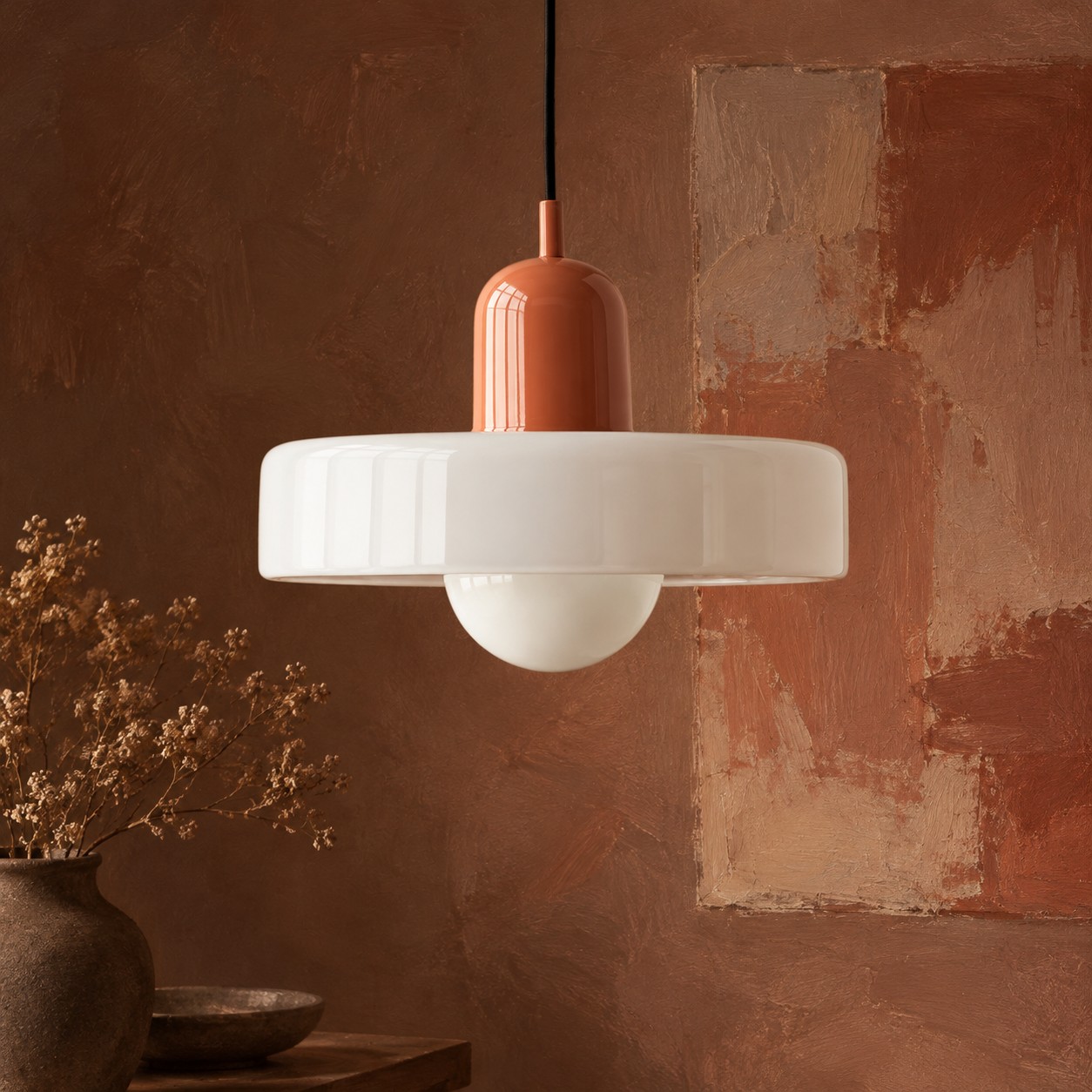 Suspension en verre Morandi Disc Orb pour salle &agrave; manger et salon