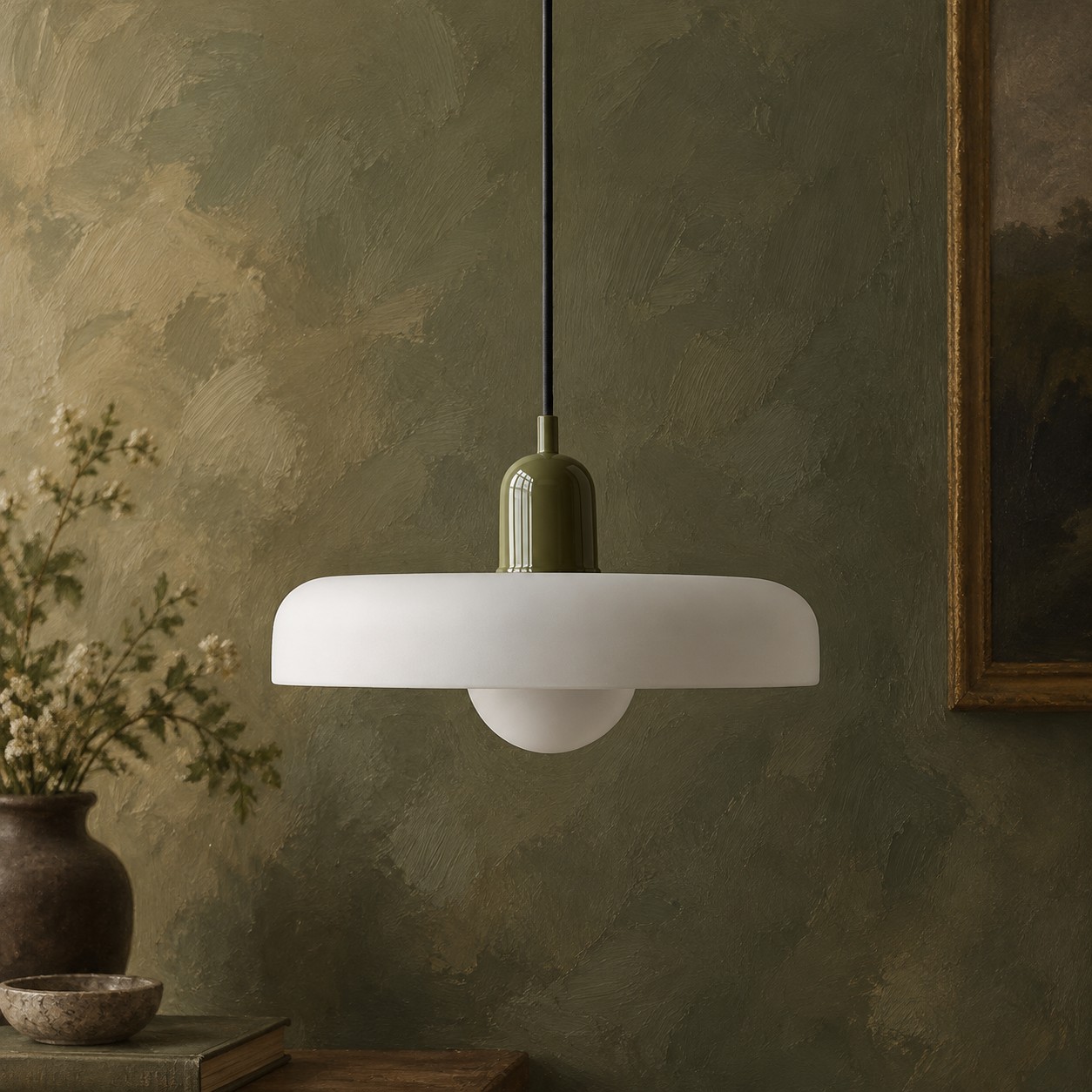 Suspension en verre Morandi Disc Orb pour salle &agrave; manger et salon