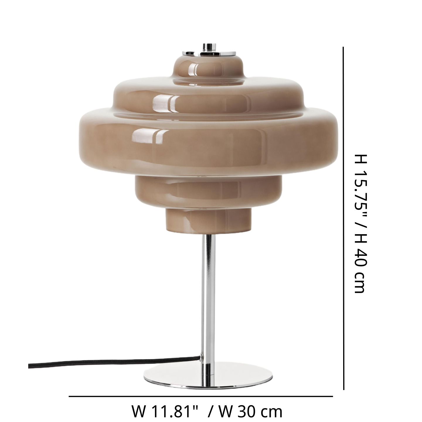 Lampe de table en verre Koloro, diamètre 11,81 po, hauteur 15,75 po