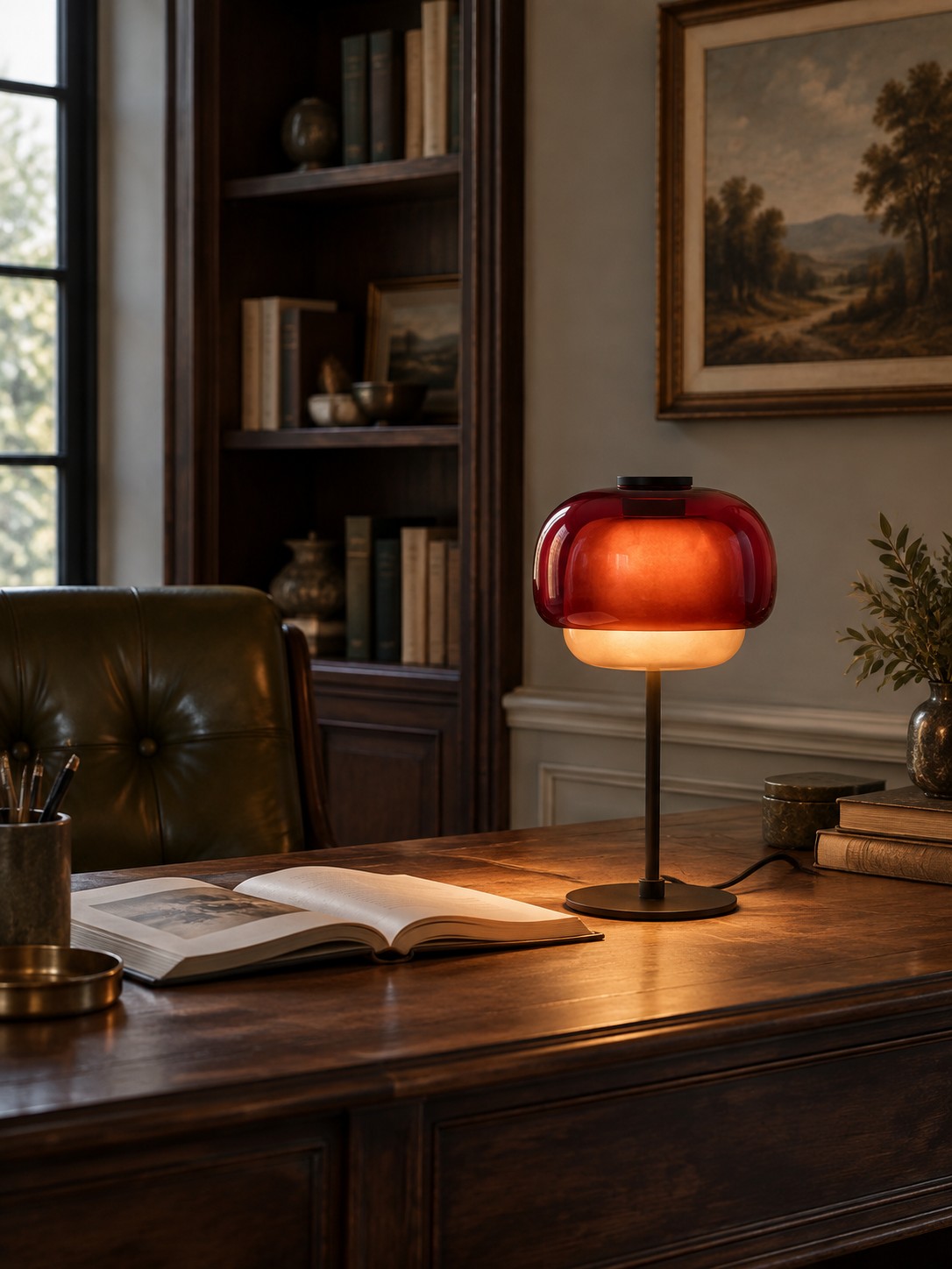 Lampe Périclès Bourgogne sur un bureau