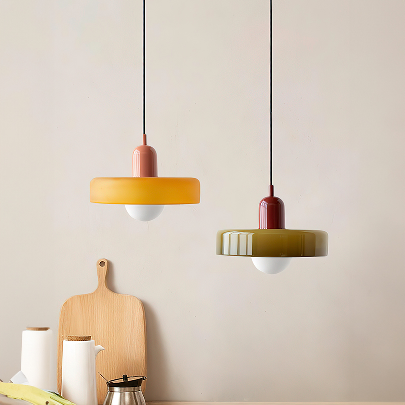 Suspension en verre Morandi Disc Orb pour salle &agrave; manger et salon