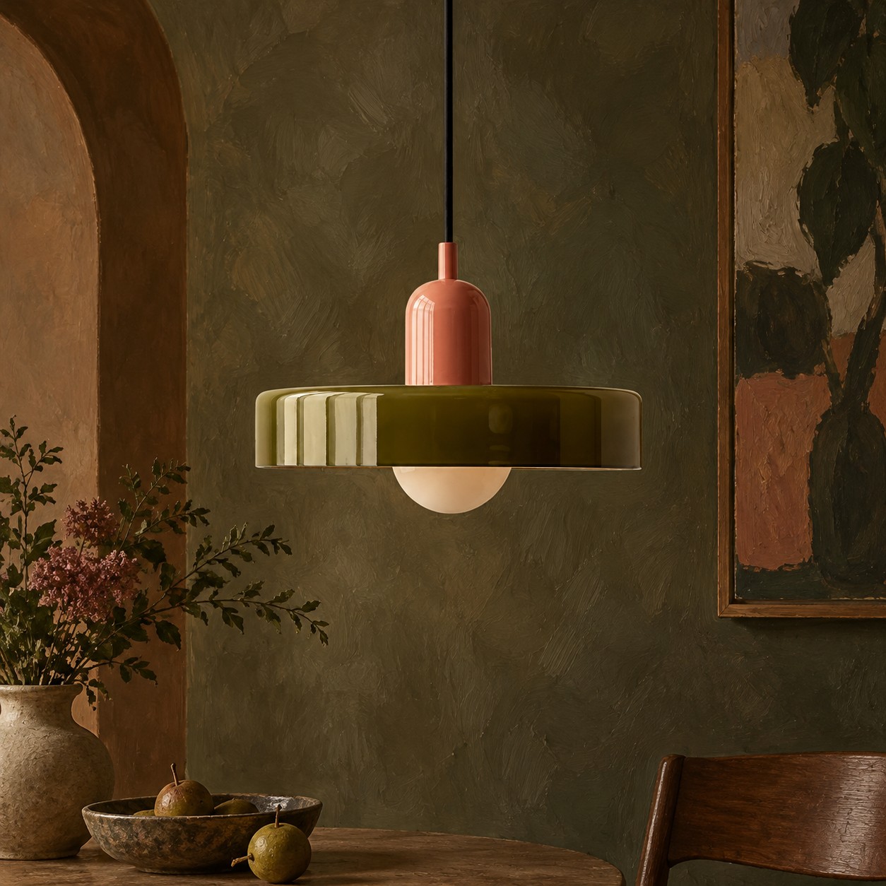 Suspension en verre Morandi Disc Orb pour salle &agrave; manger et salon