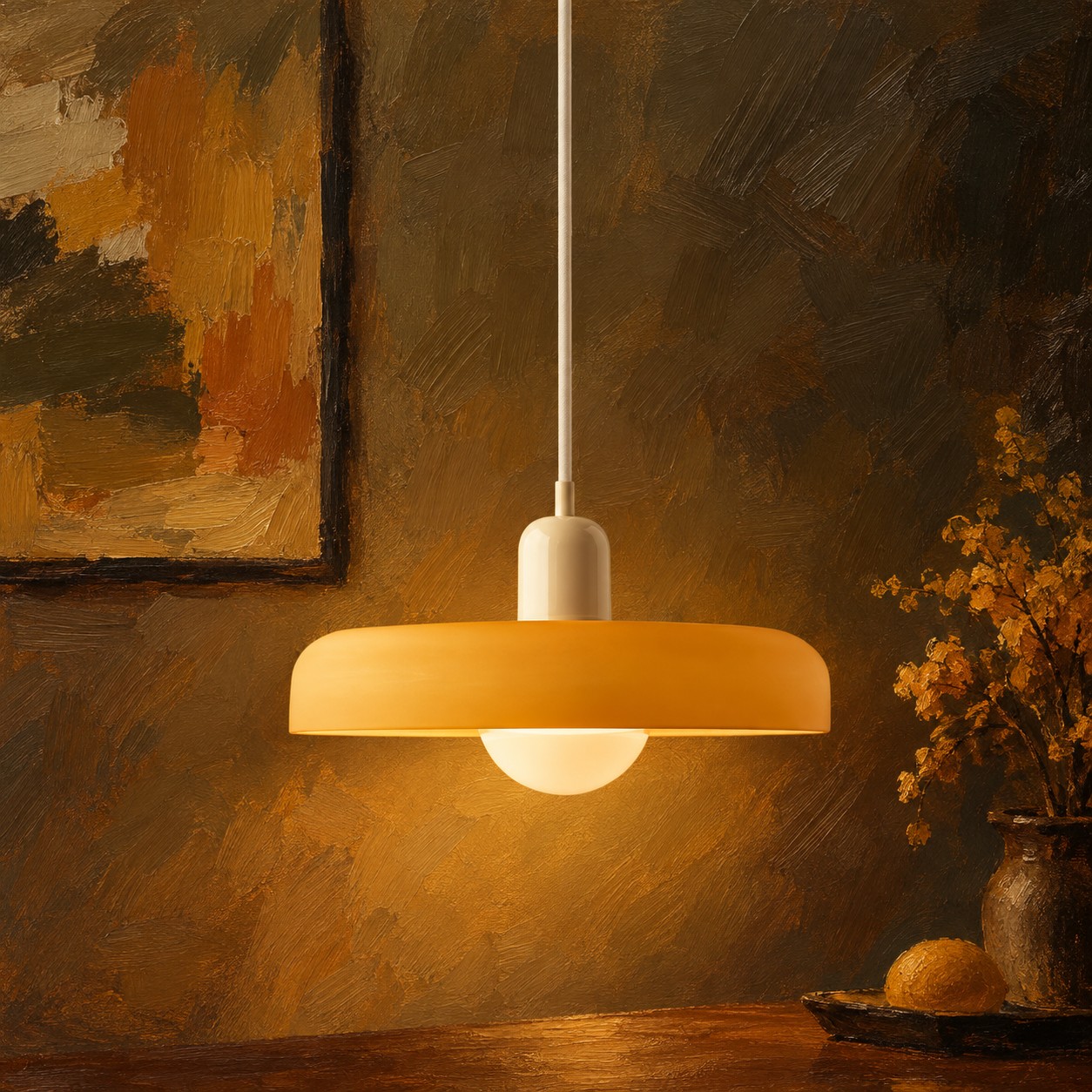Suspension en verre Morandi Disc Orb pour salle &agrave; manger et salon