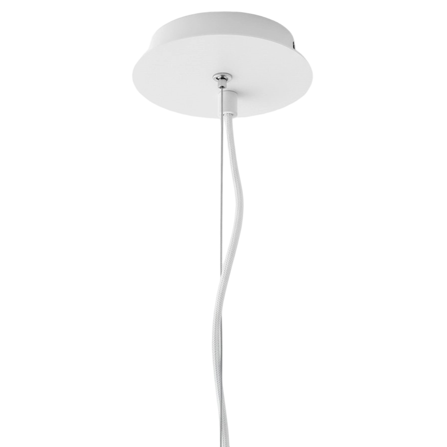Pericles pendant white ceiling canopy with steel cable and fabric cord