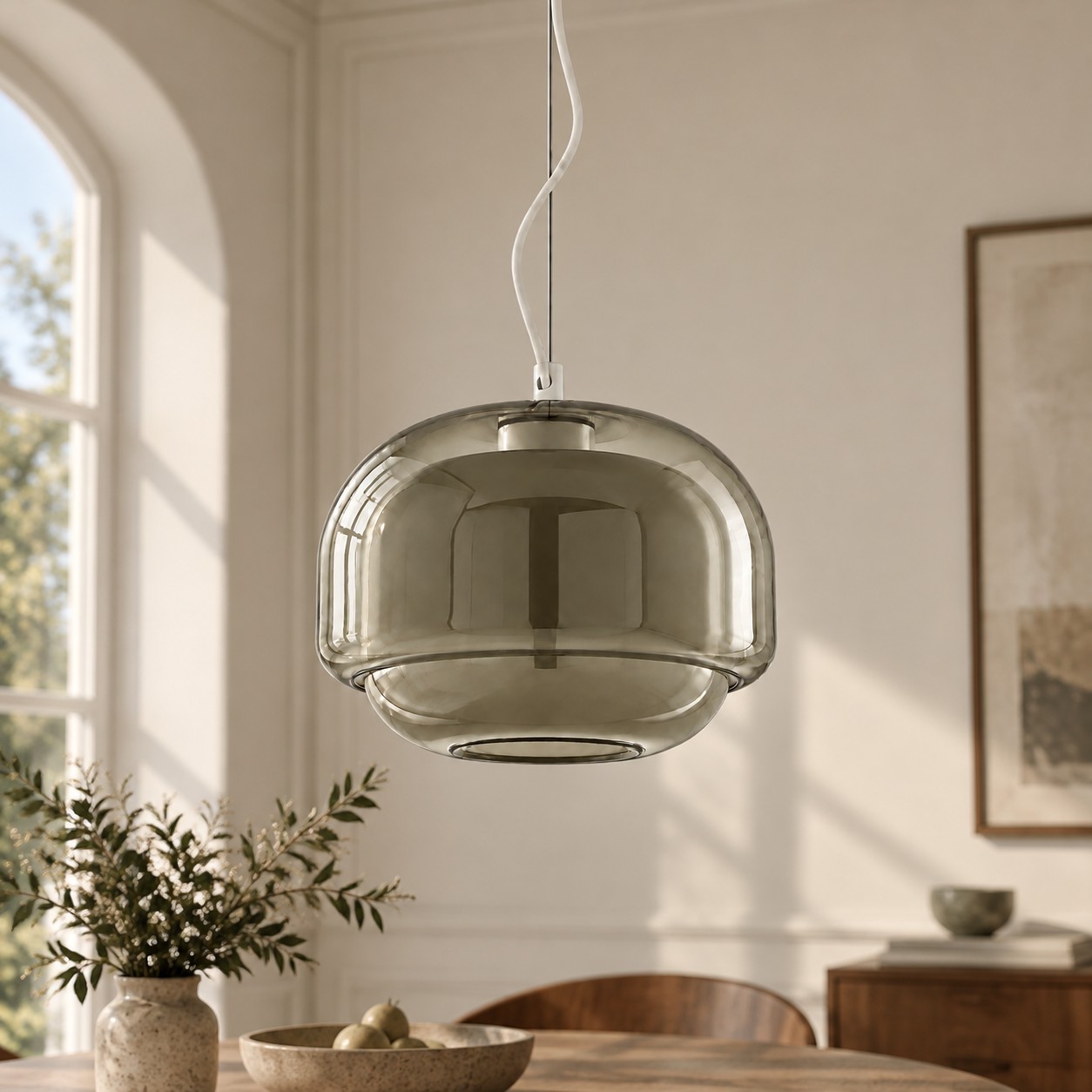 Pericles Dual-Tone Seeded Colored Glass Globe Pendant Light with Frosted Diffuser for Dining and Bedroom, 30.5 cm / 12"